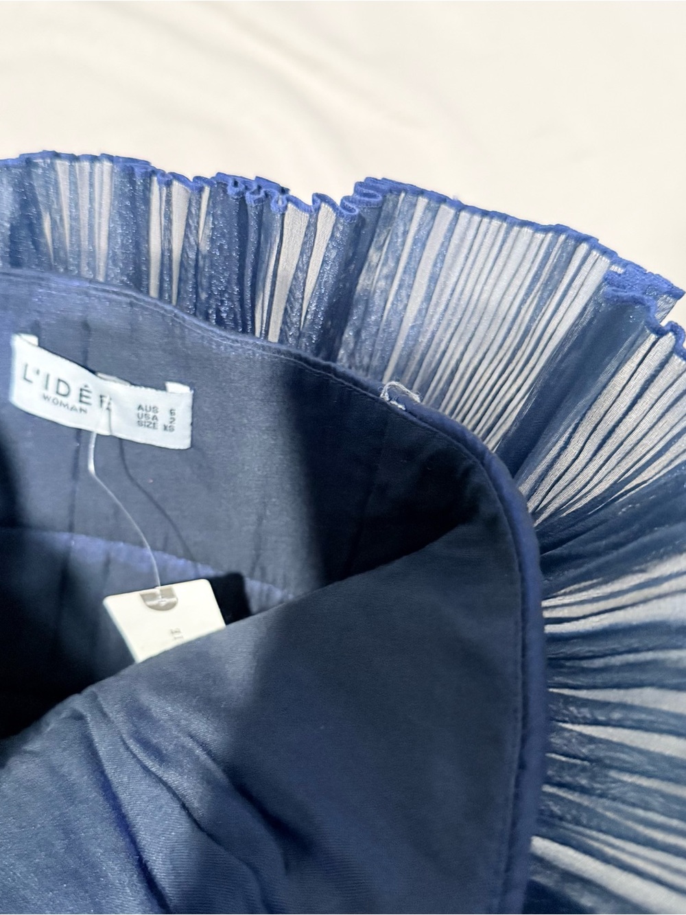 L'IDÉE Masquerade Deep Navy Pleated Strapless Maxi Dress XS NWT Read Description - Picture 7 of 16